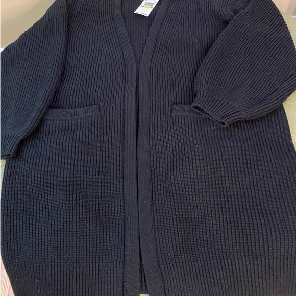 Michael Kors Sweater Coat Cardigan Oversized Medium Black NWT Retail $195 - Picture 4 of 11